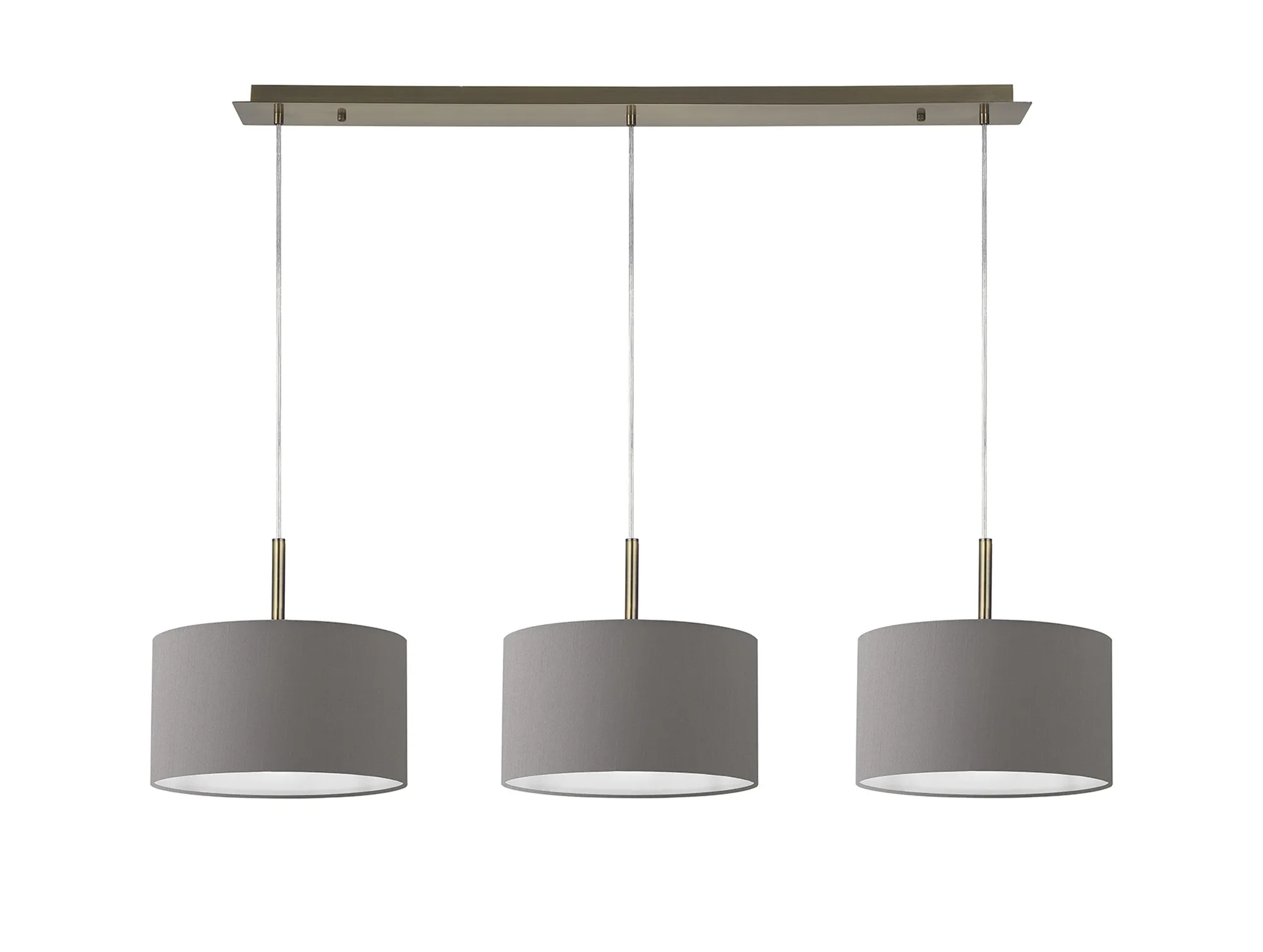 Baymont 30cm Shade 3 Light Pendant Antique Brass, Grey DK0576  Deco Baymont AB GR